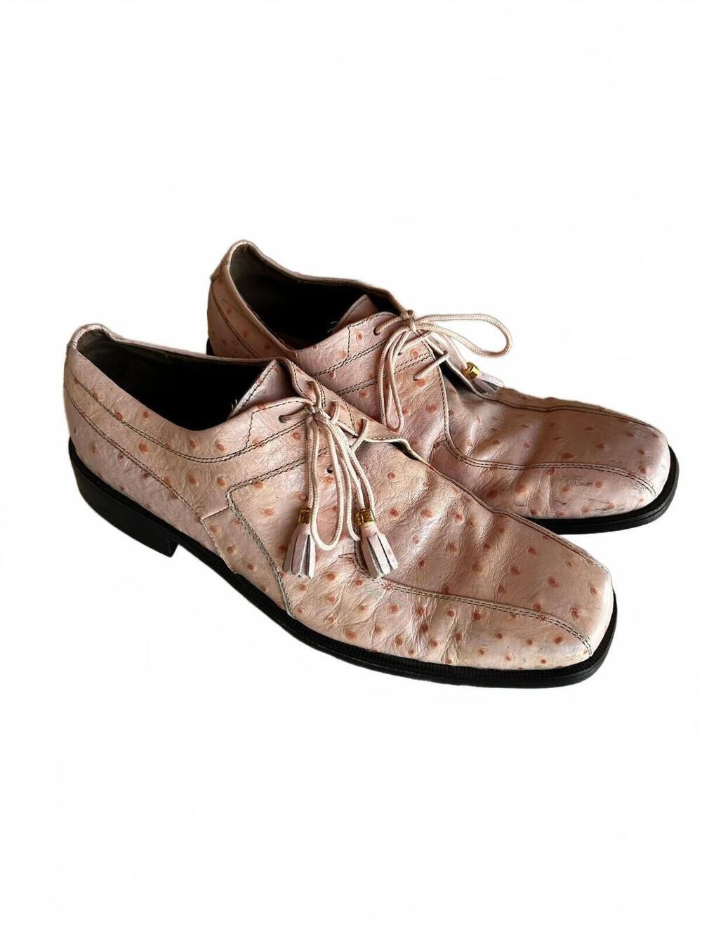 Vintage Marco Vicci Ostrich Pink Blush Dress Shoes Men 10